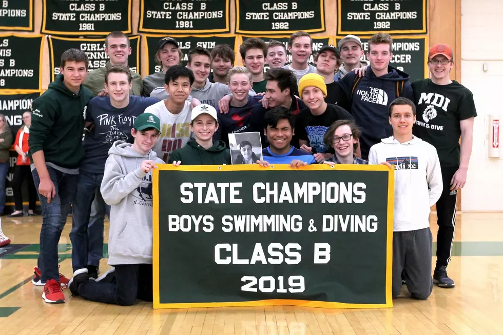 MDI Boys Swimming and Diving Team Awarded State Championship Banner